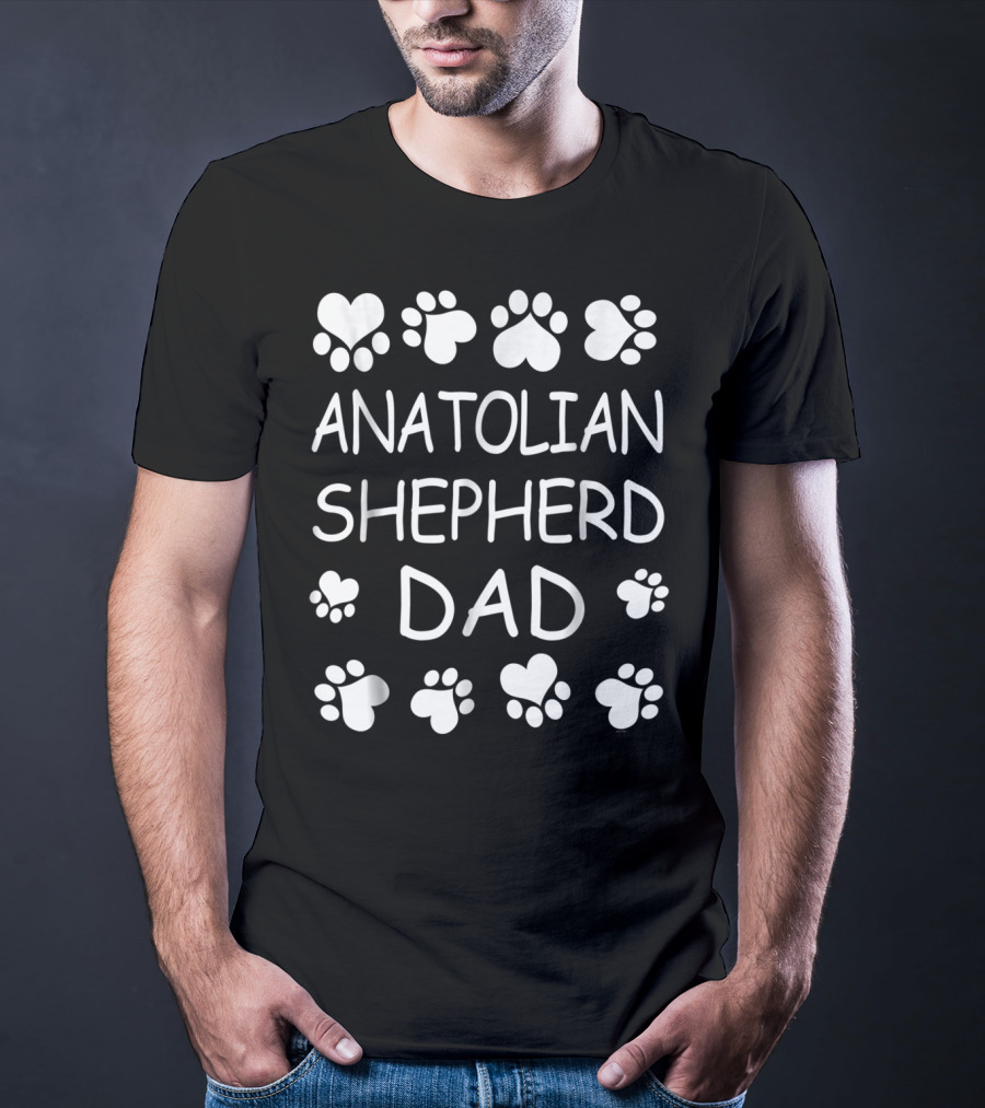 Anatolian Shepherd Dad Paw Print Hearts T-Shirt