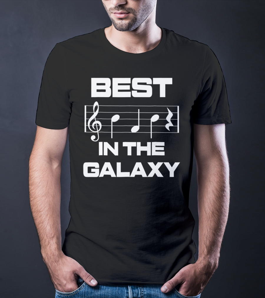 Best Dad In The Galaxy Musician Bass Clef Notes T-Shirt