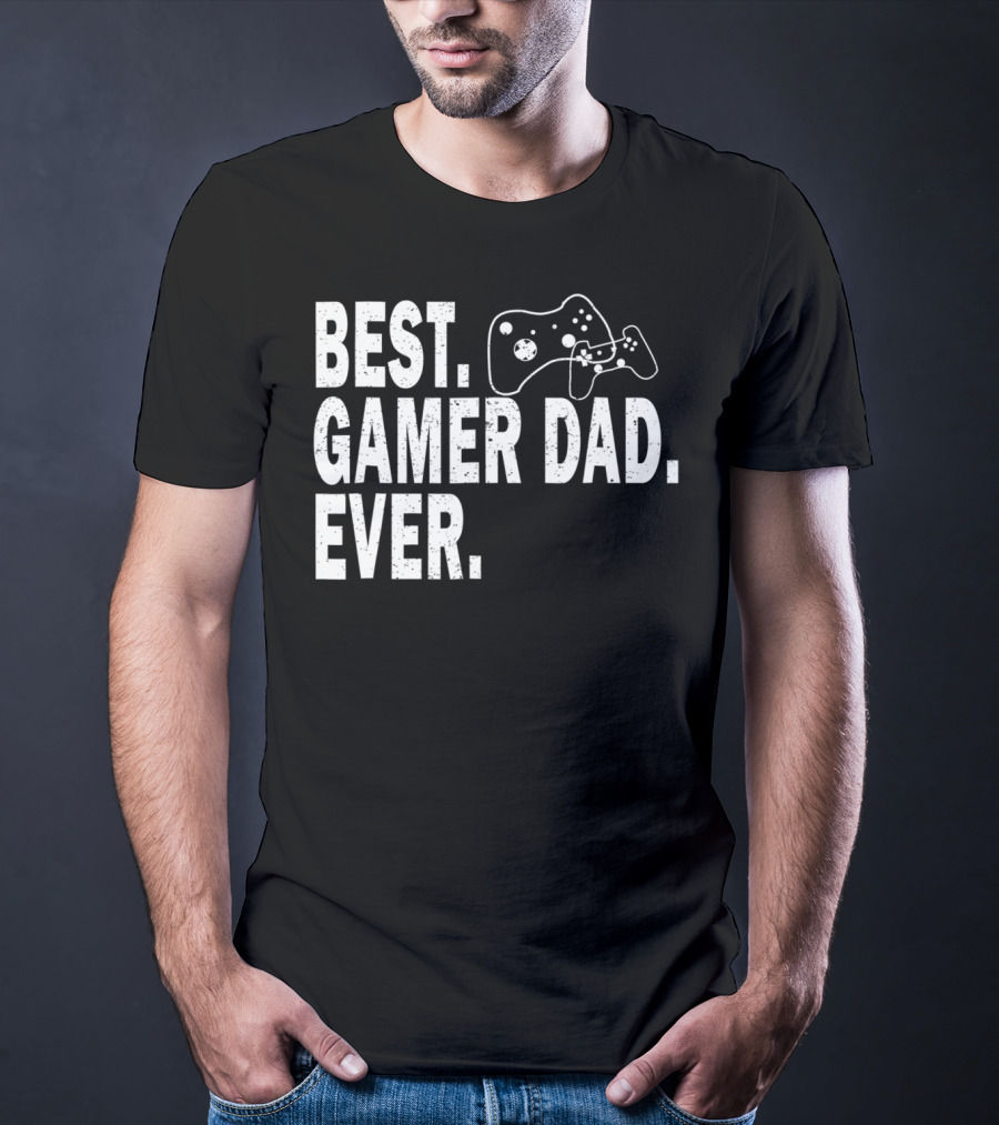 Best Gamer Dad Ever Funny Father Gaming Controller T-Shirt