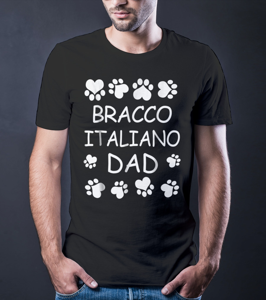 Bracco Italiano Dad Heart And Paw Print Lover Christmas Birthday T-Shirt