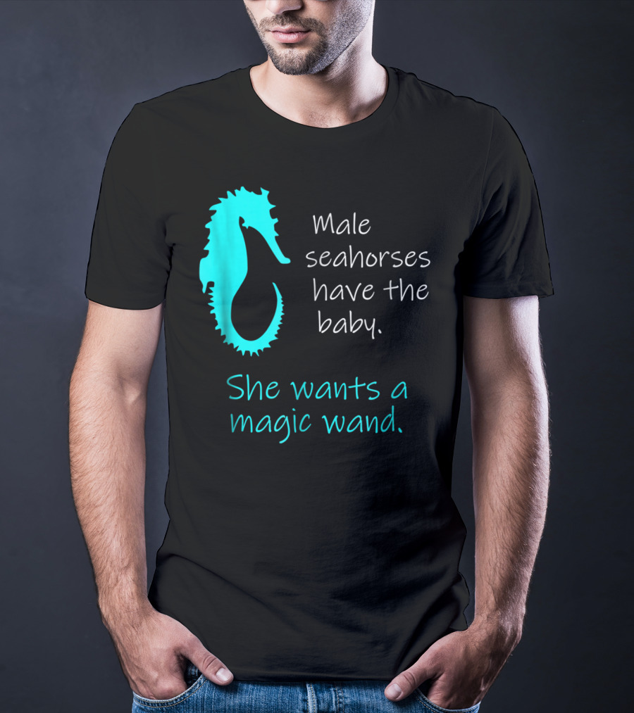 Male Seahorses Have The Baby She Wants A Magic Wand Dad To Be Maternity Tee96 T-Shirt