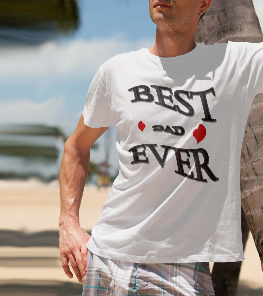 BEST DAD EVER Heart Design Bonus Sticker28 T-Shirt