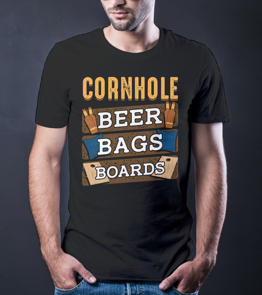 Cornhole Beer Bags Boards Game Dad87 T-Shirt