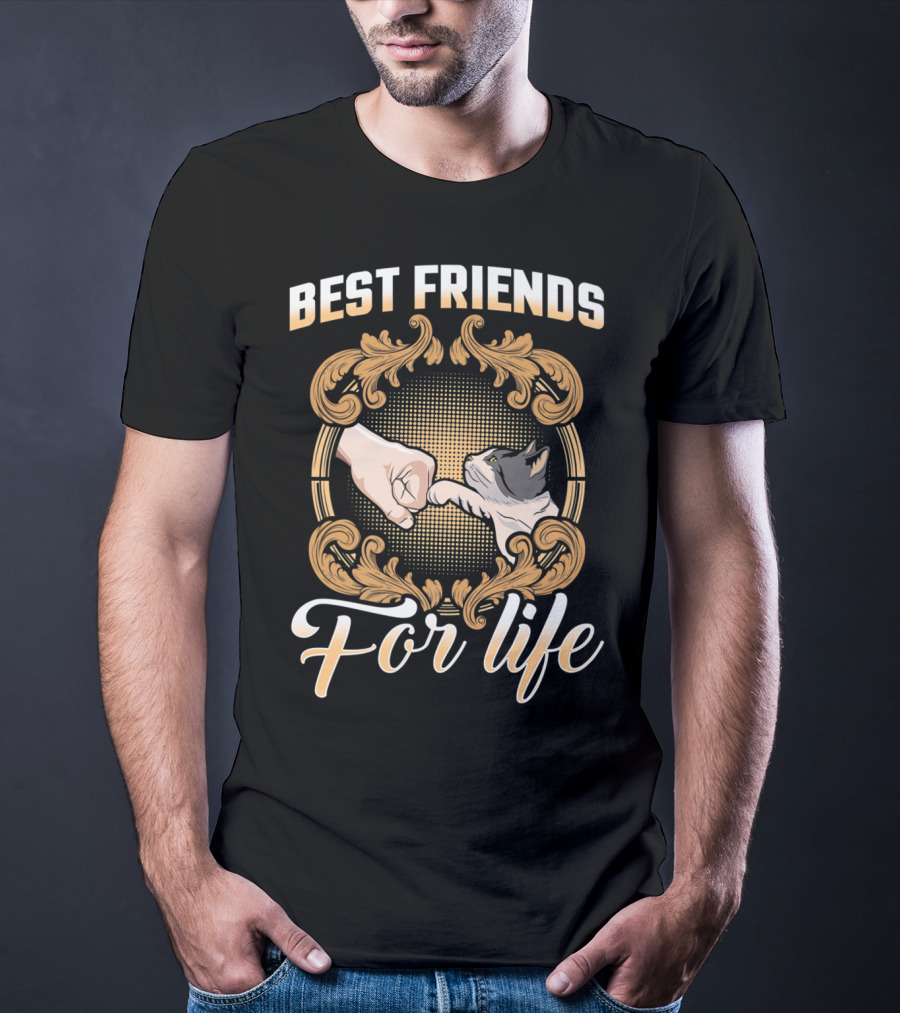 Crazy Cat Lady Best Friends For Life Fist Bump T-Shirt
