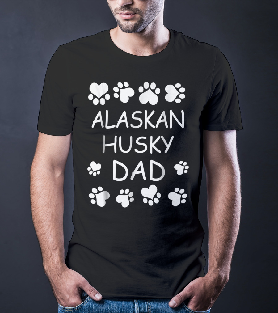 Alaskan Husky Dad Paws And Hearts T-Shirt