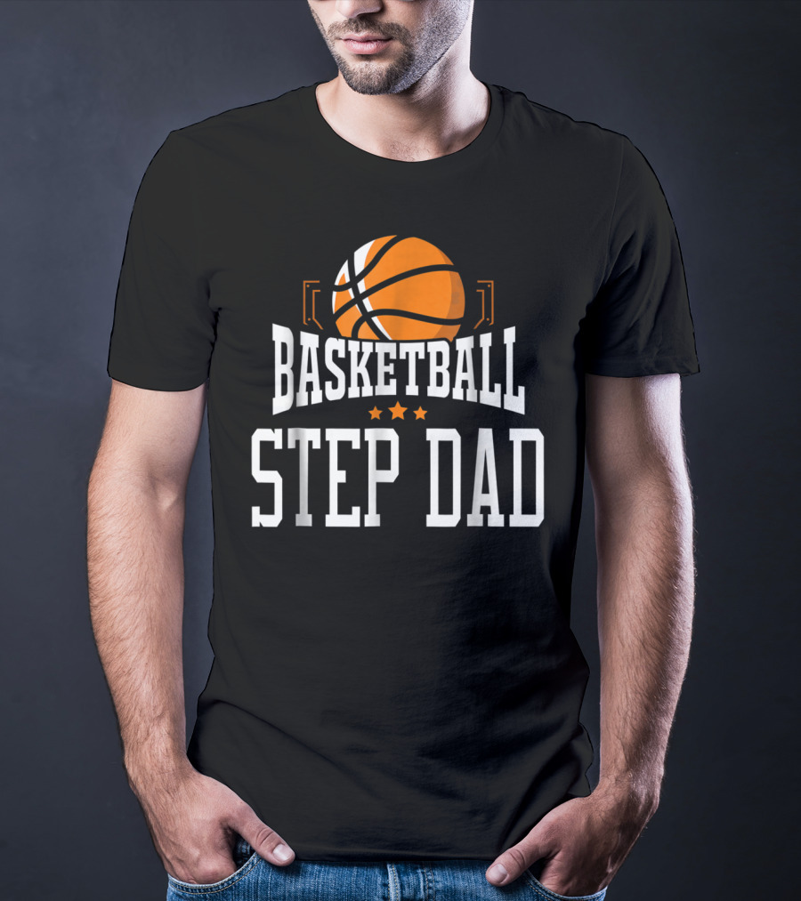 Basketball Step Dad Hoop Sport Basketball Graphic With Stars T-Shirt