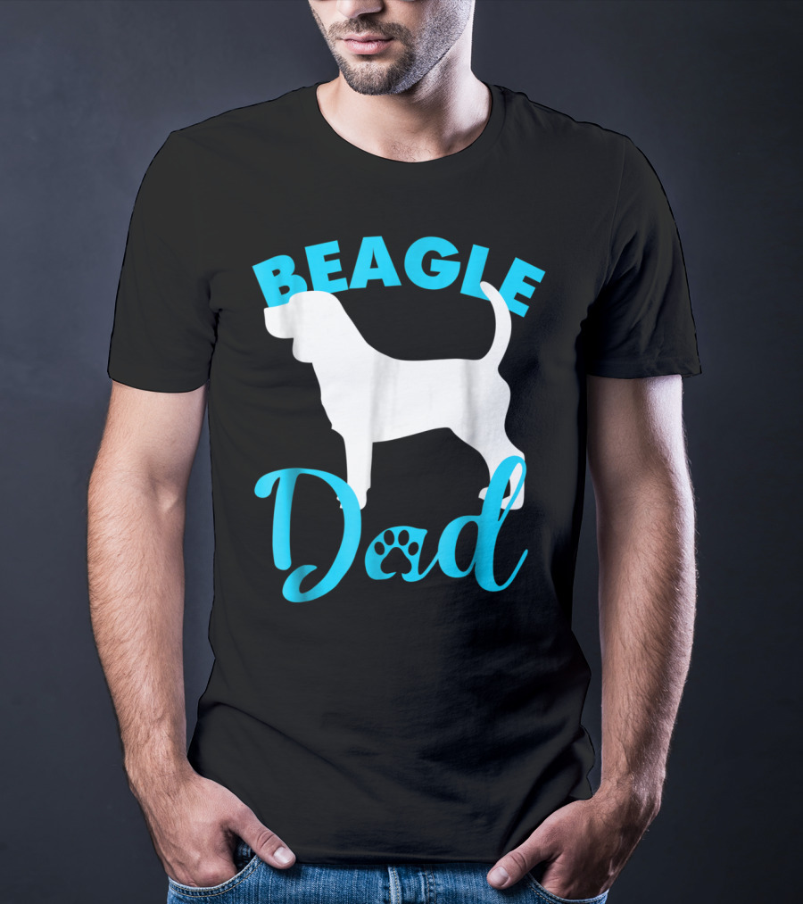BEAGLE DAD Dog Silhouette Paw Prints T-Shirt