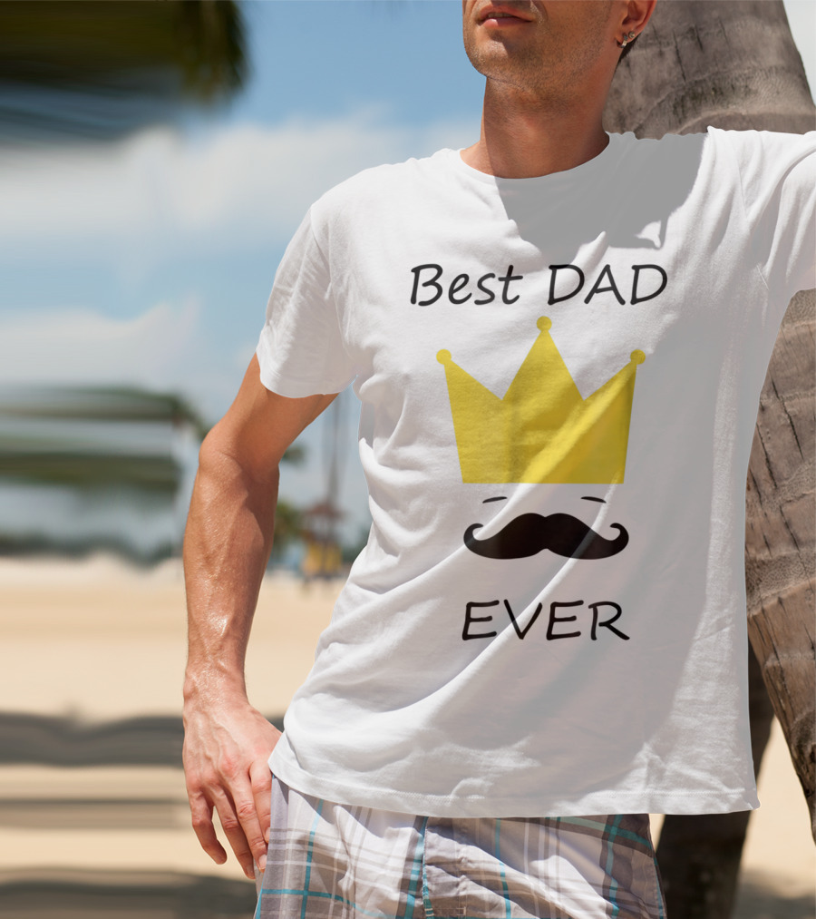 Best Dad Ever Yellow Crown Mustache T-Shirt