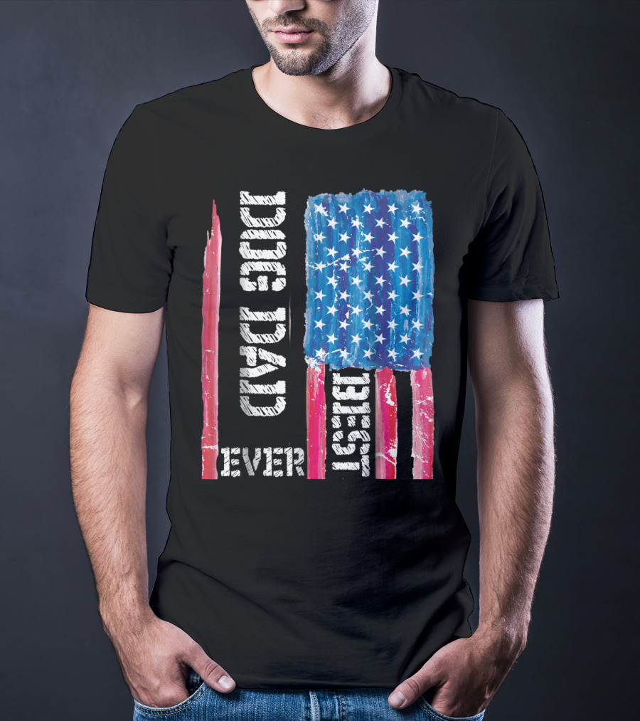 Best Dog Dad Ever Distressed USA Flag T-Shirt