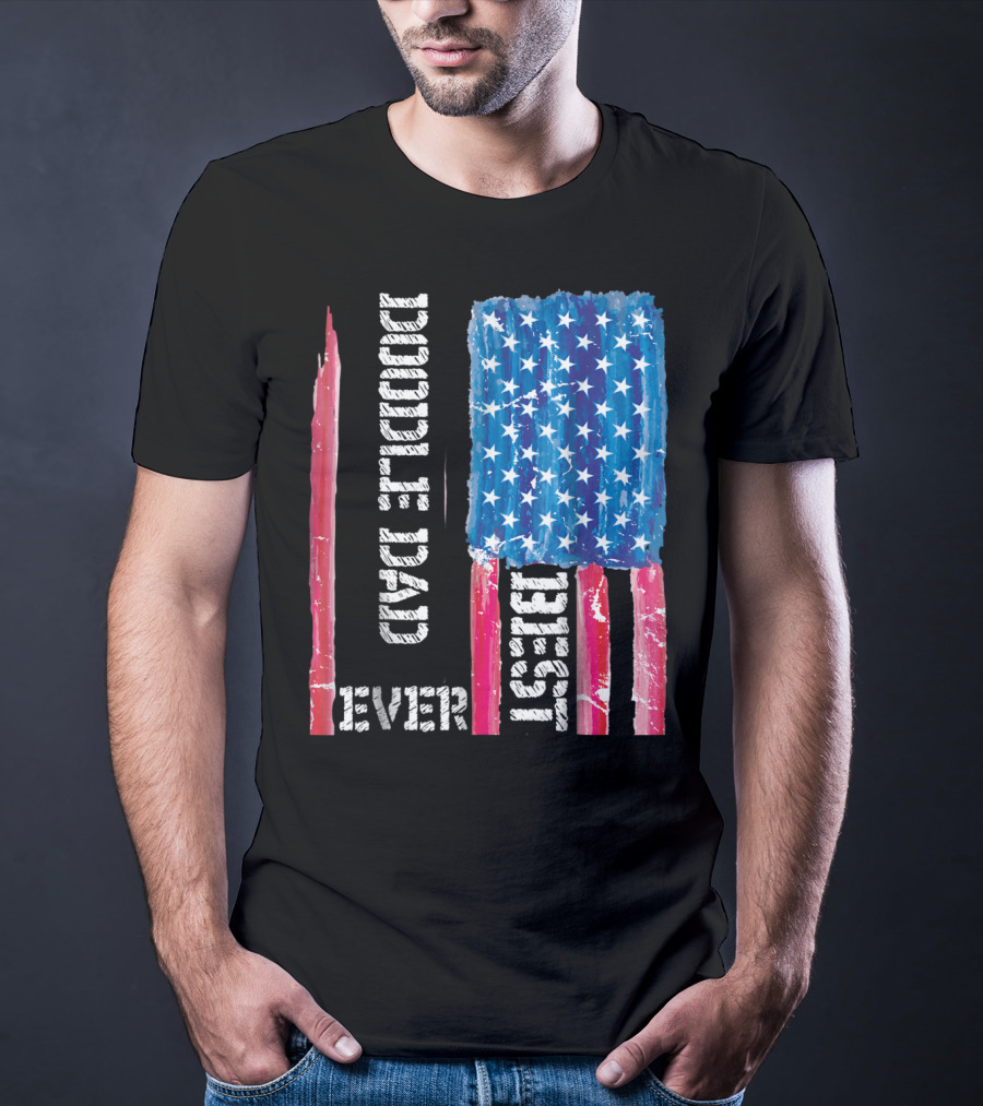 Best Doodle Dad Ever American Flag Distressed Patriotic T-Shirt
