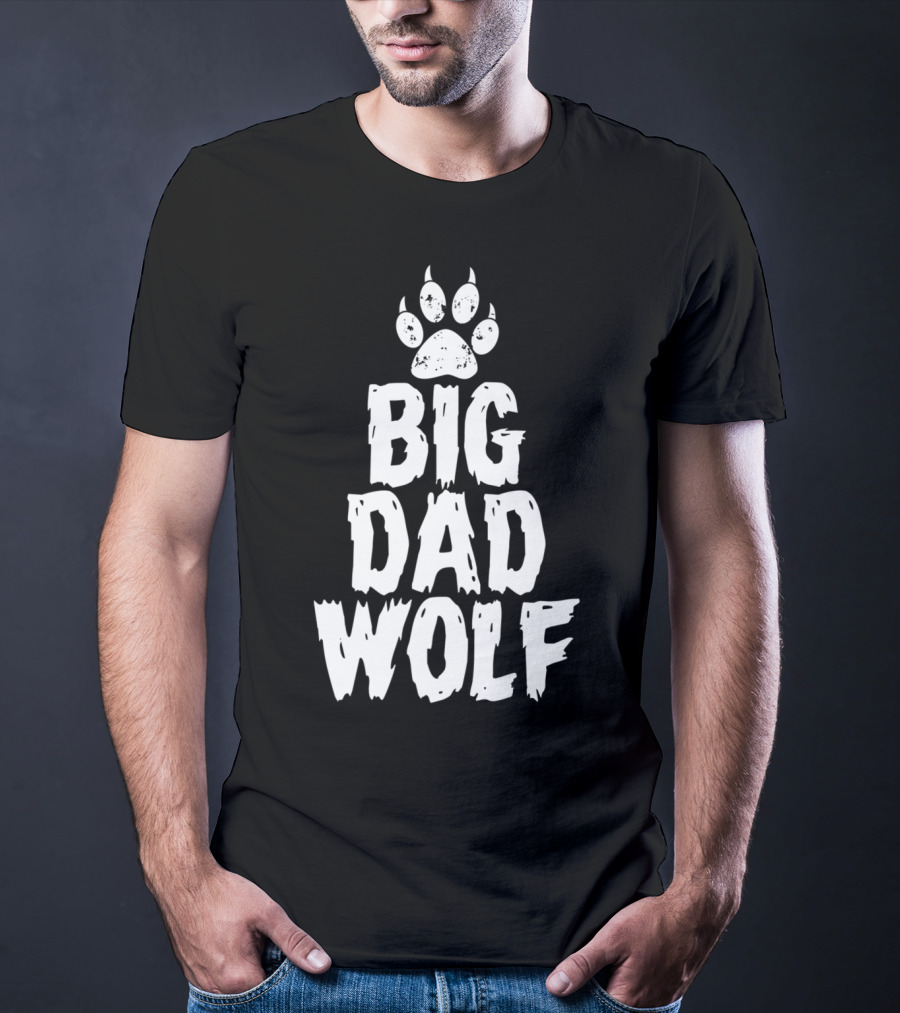 Big Dad Wolf Paw Distressed White Novelty T-Shirt