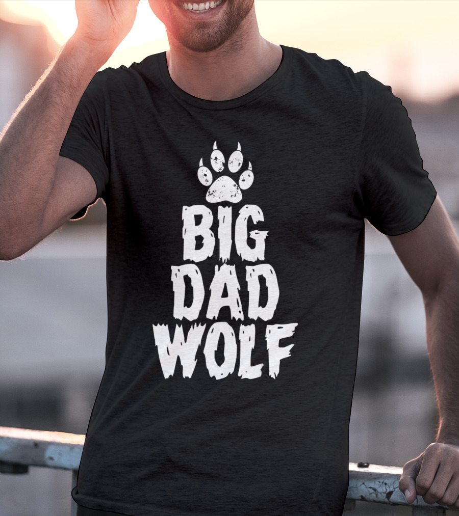 Big Dad Wolf Paw Distressed White Novelty T-Shirt