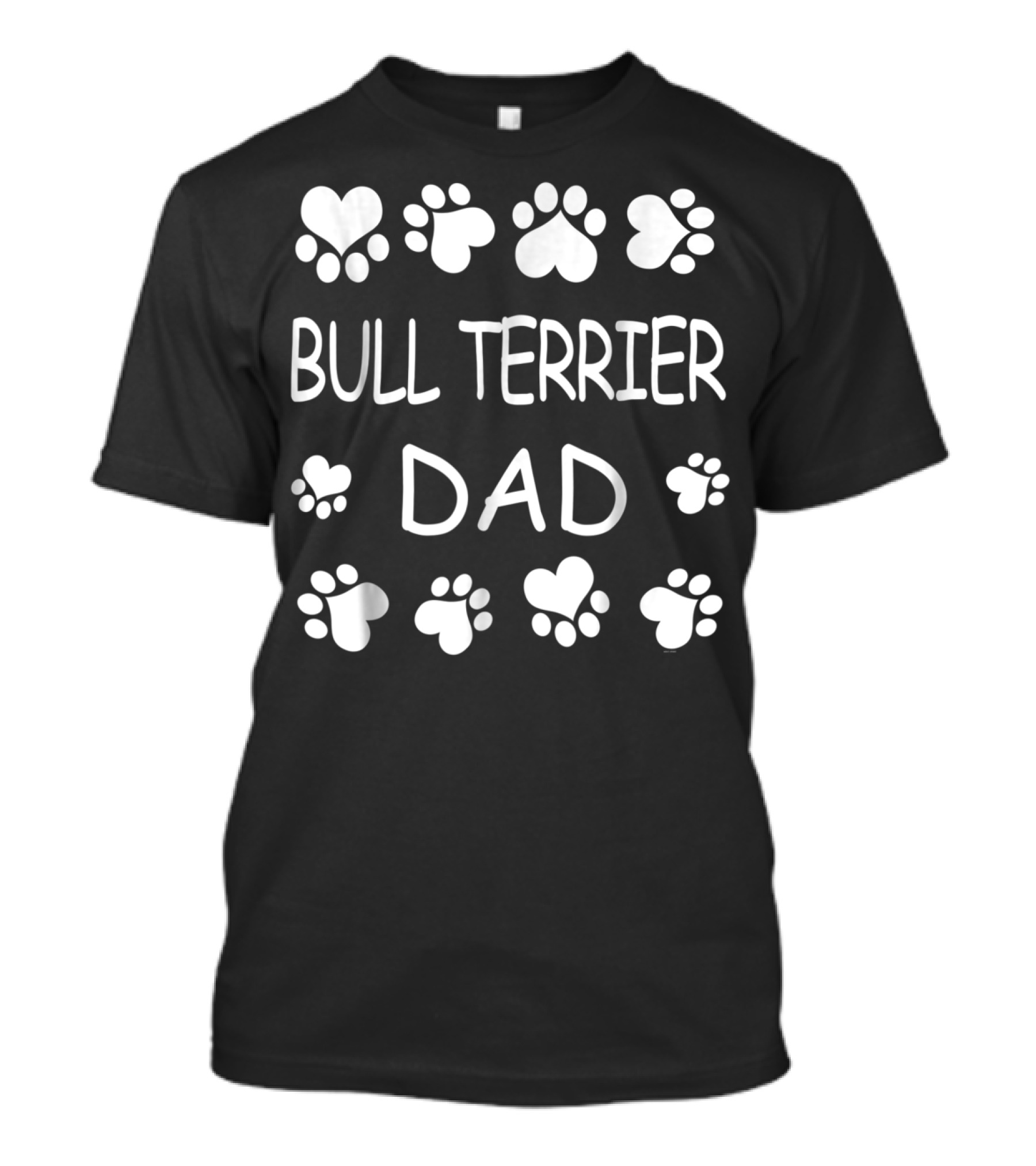 Bull Terrier Dad Paw Prints Heart Lovers For Christmas Birthday T-Shirt