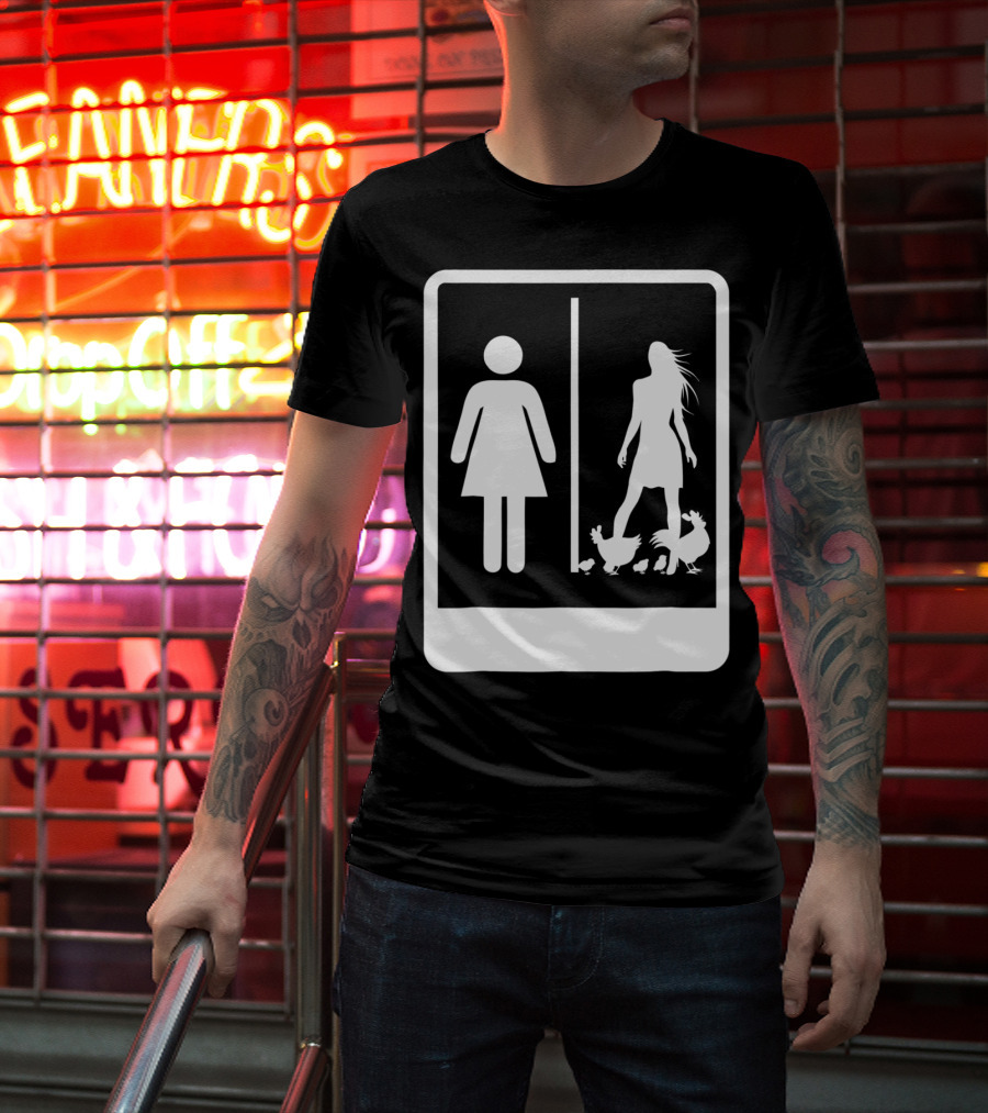 Chicken Dad Funny Rooster My Wife Farmers43 Silhouette Duo With Chickens T-Shirt