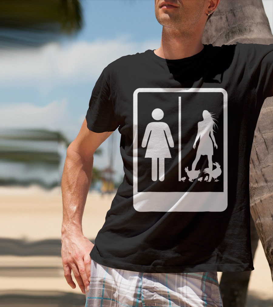 Chicken Dad Funny Rooster My Wife Farmers43 Silhouette Duo With Chickens T-Shirt