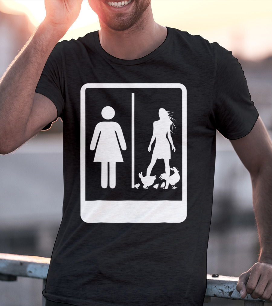 Chicken Dad Funny Rooster My Wife Farmers43 Silhouette Duo With Chickens T-Shirt