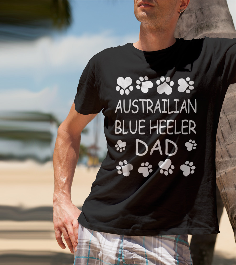 Australian Blue Heeler Dad Paw Prints T-Shirt