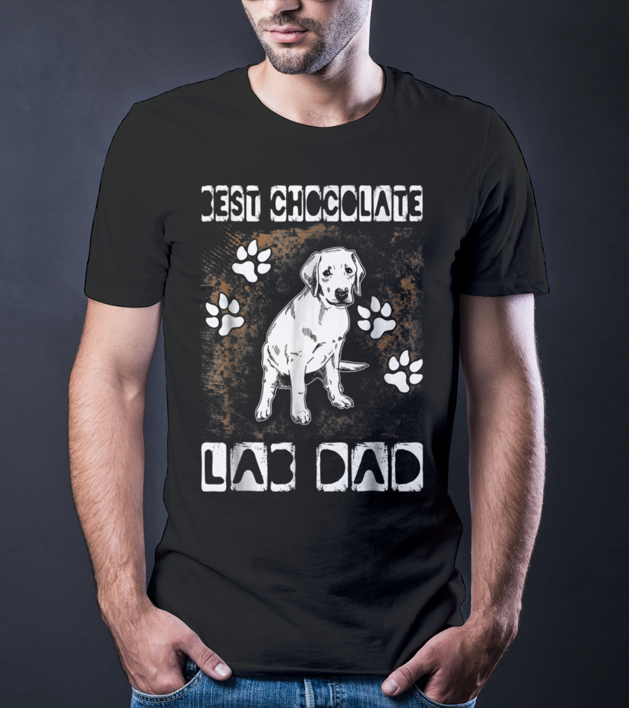 Best Chocolate Lab Dad Paw Print Labrador T-Shirt