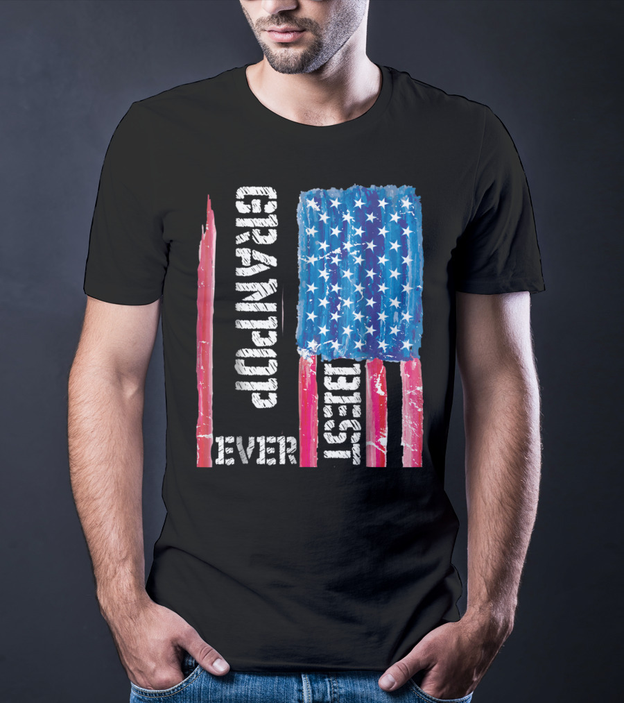 Best Grandpop Ever American Flag Grandfather Patriotic T-Shirt