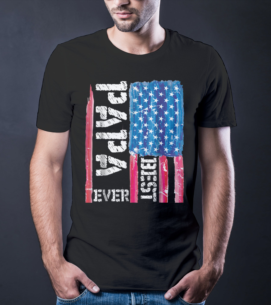 Best Papa Ever Distressed American Flag T-Shirt