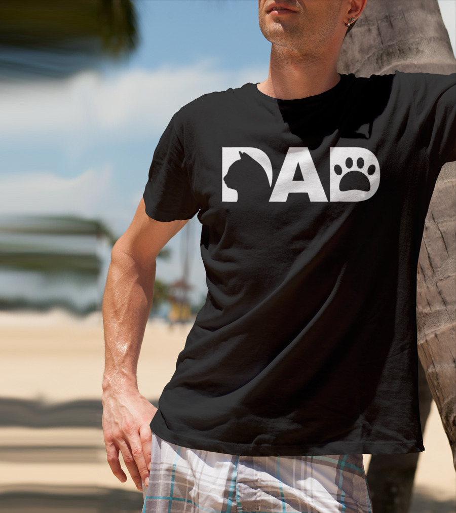 Cat Dad Silhouette Paw Funny Dy23 T-Shirt