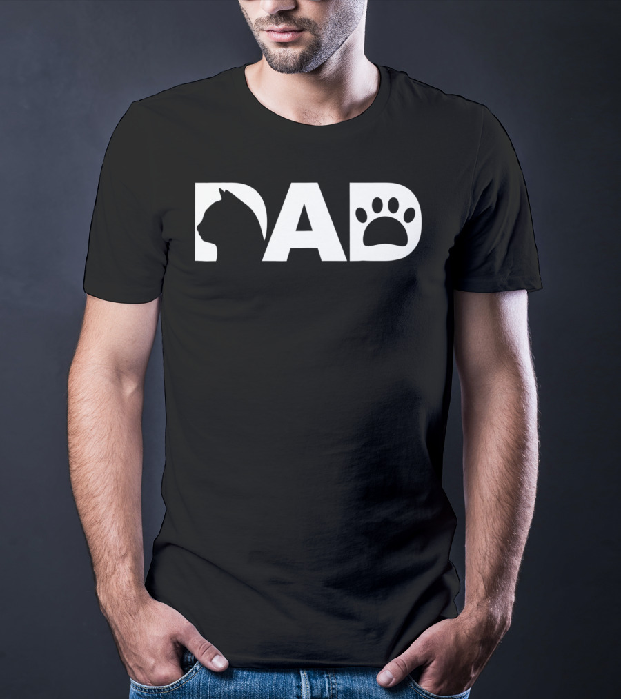 Cat Dad Silhouette Paw Funny Dy23 T-Shirt