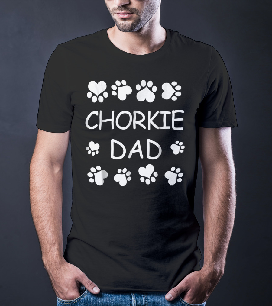 Chorkie Dad Paw Hearts Christmas Birthday Lovers T-Shirt