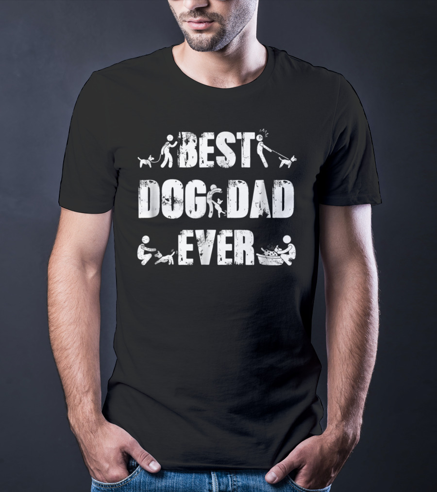 Best Dog Dad Ever Funny For Dog Lovers Playful Activities Icons T-Shirt