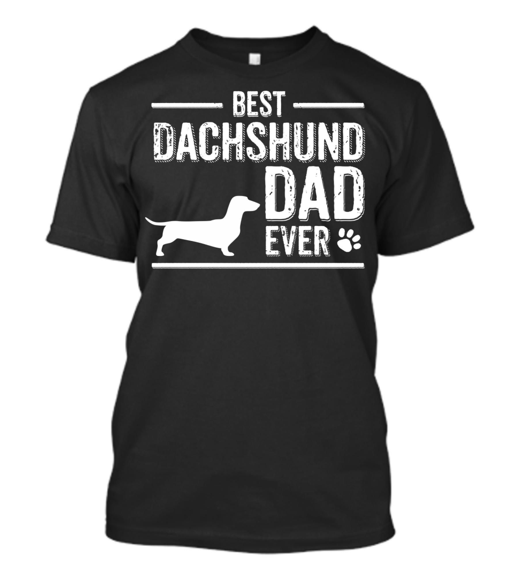 Best Dachshund Dad Ever With Dog Silhouette And Paw Prints T-Shirt