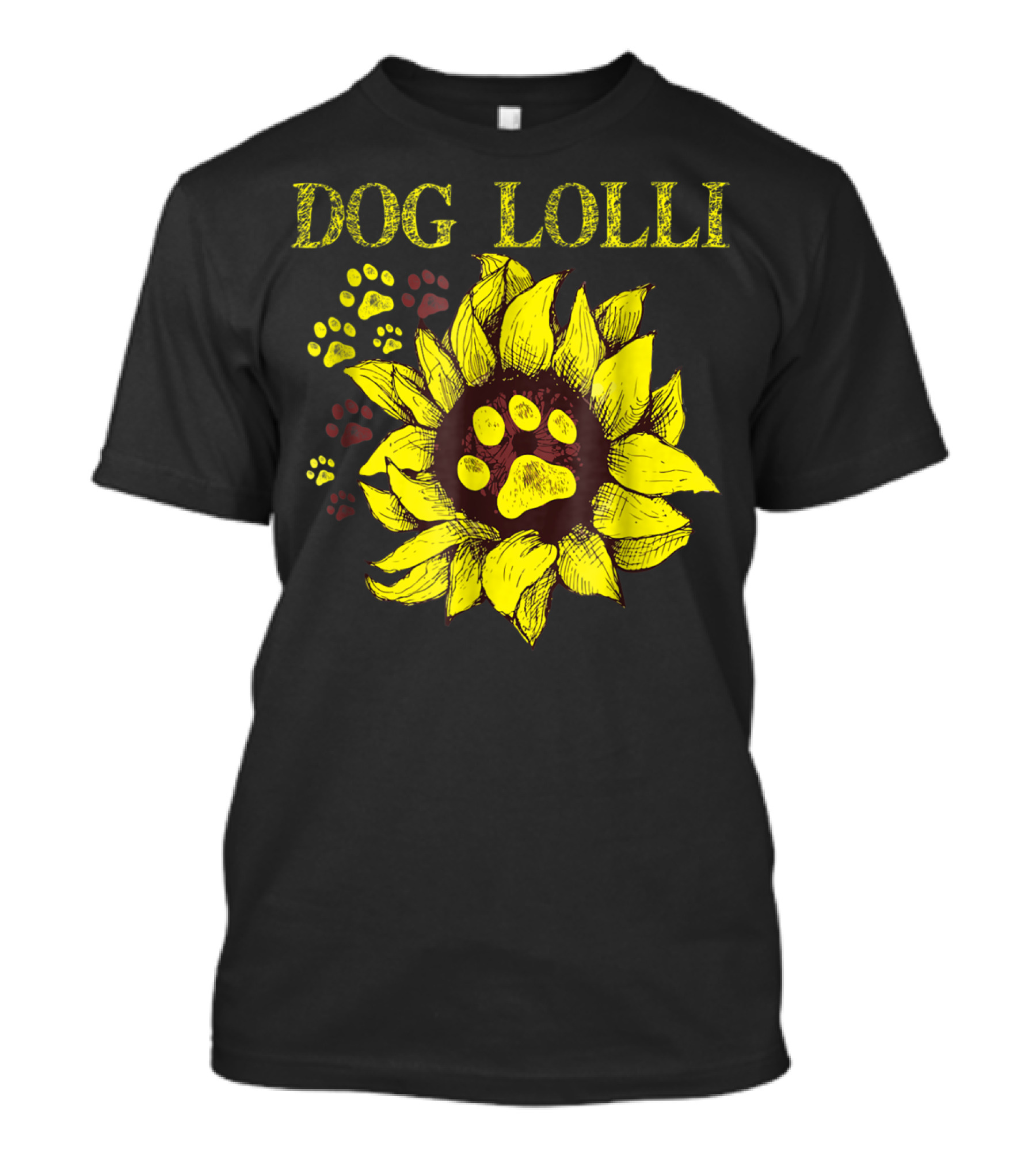 Dog Lolli Sunflower Paw Prints Dog Dad T-Shirt