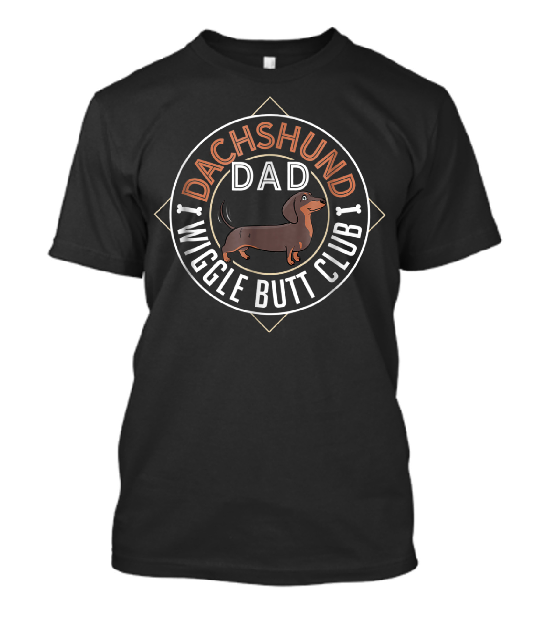 Dachshund Dad Wiggle Butt Club Wiener Dog Lover Funny Doxie T-Shirt