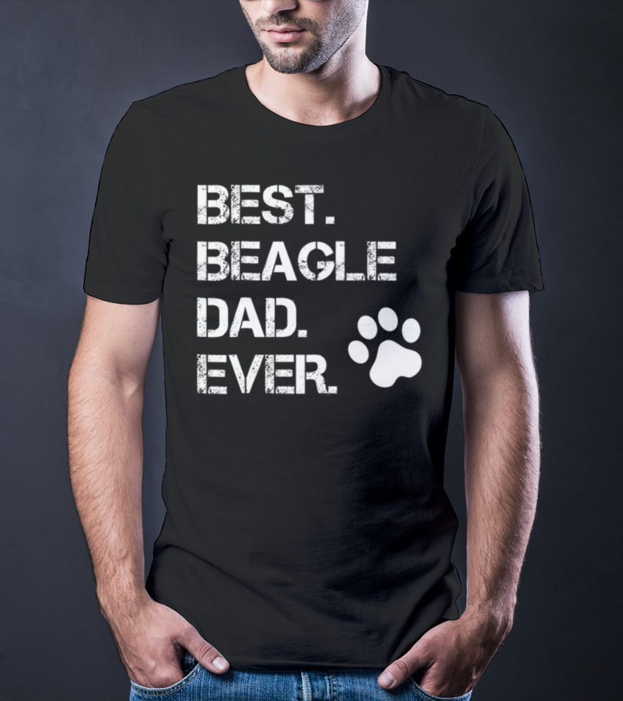 Best Beagle Dad Ever Dog Animal Lover Paw Prints T-Shirt