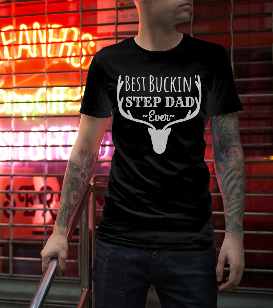 Best Buckin' Step Dad Ever Antler Head T-Shirt