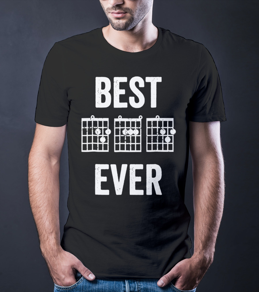 Best Dad Ever Music Chords Bold Condensed73 Guitar Diagrams T-Shirt