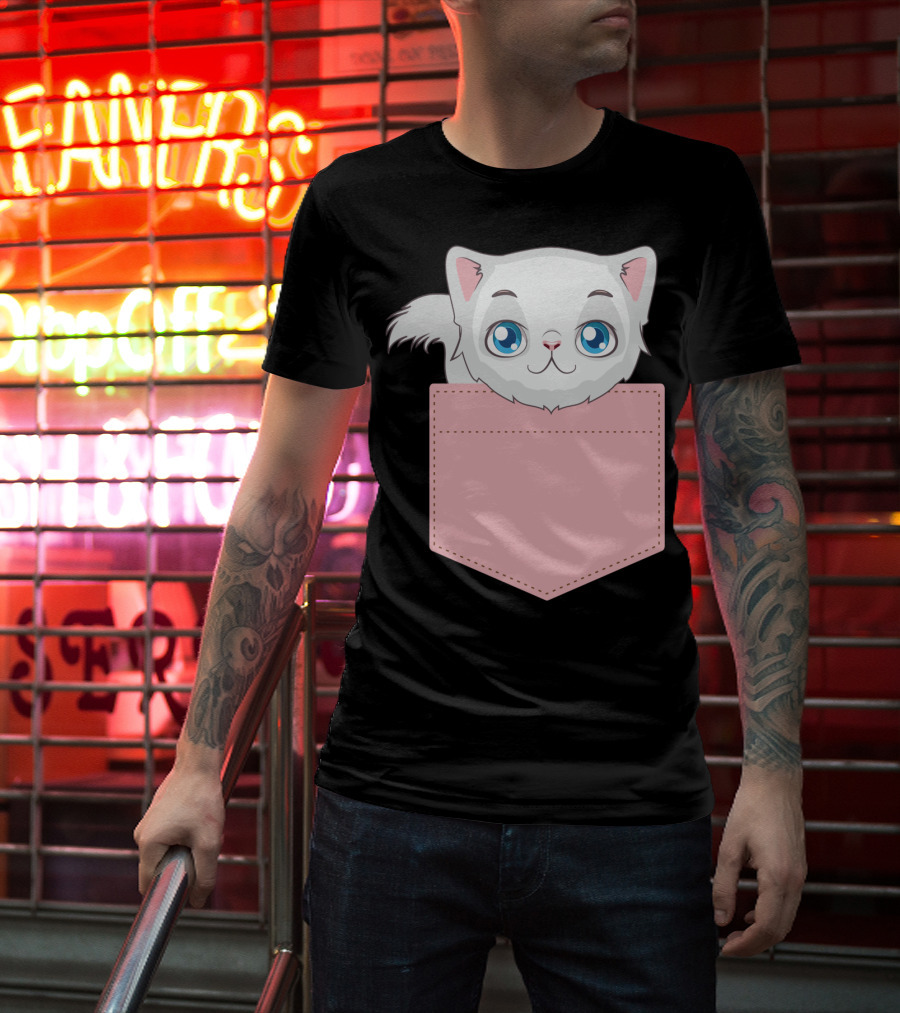 Cat In Pocket For Cat Mom Cat Dad And Cat Lovers Cute Kitty T-Shirt