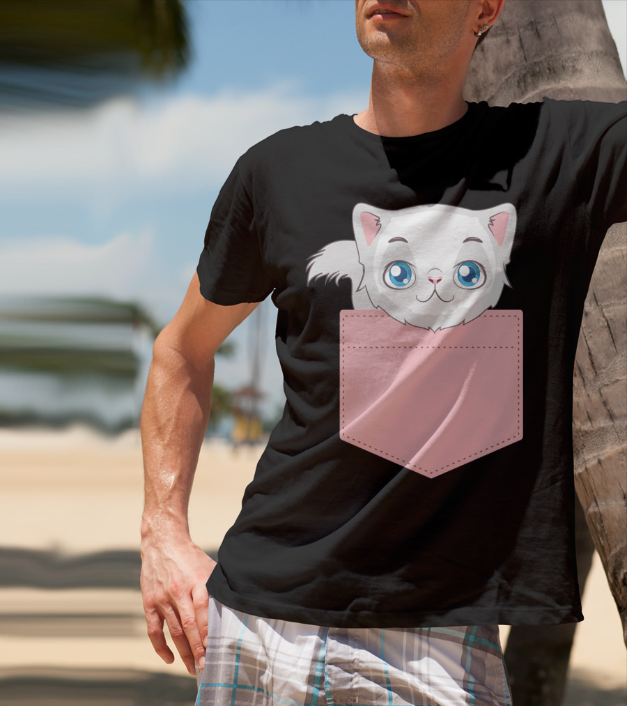 Cat In Pocket For Cat Mom Cat Dad And Cat Lovers Cute Kitty T-Shirt