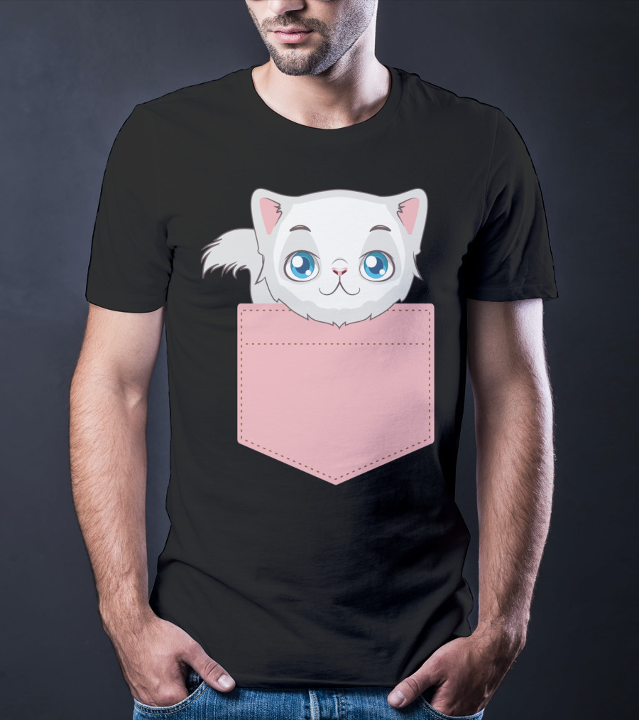 Cat In Pocket For Cat Mom Cat Dad And Cat Lovers Cute Kitty T-Shirt