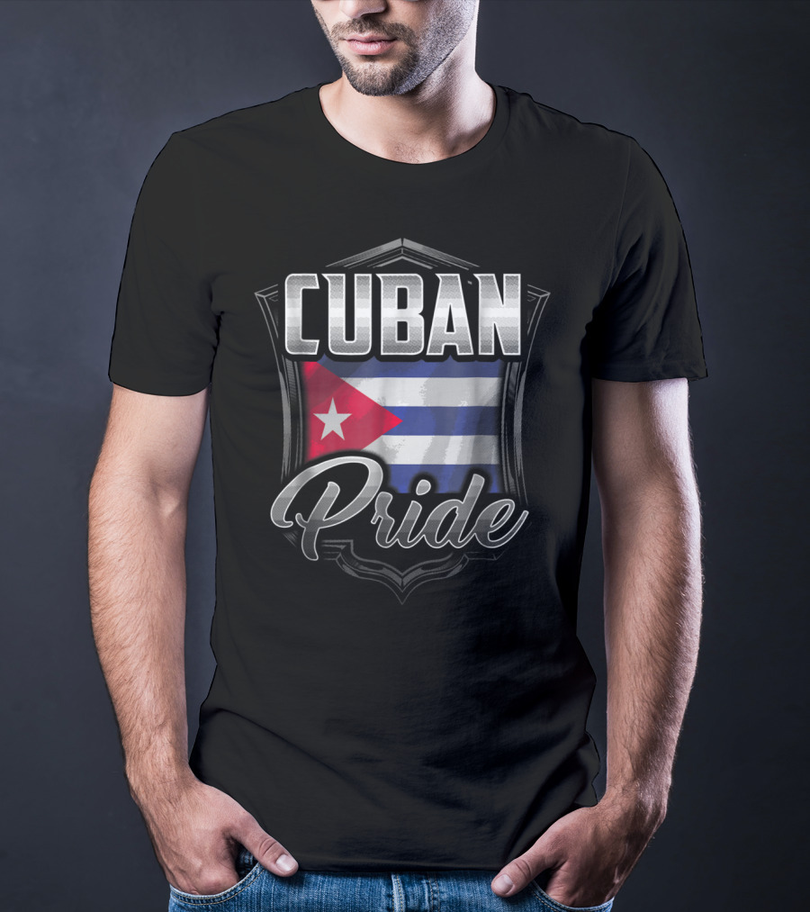 Cuban Pride Cuba Flag Shield Heritage Roots Dad Family 43 T-Shirt