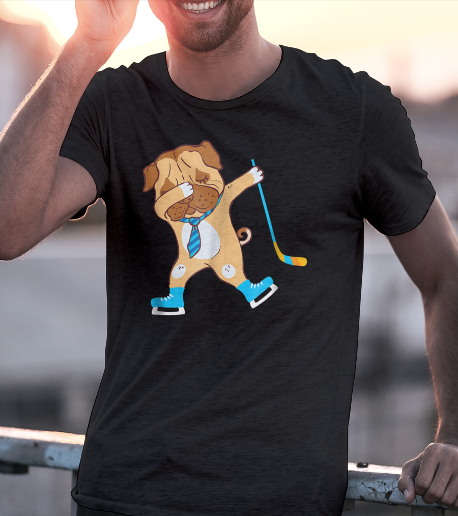 Dabbing Ice Hockey Dog Best Dad Ever Boys T-Shirt