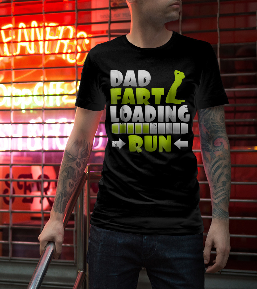 Dad Fart Loading Run Progress Bar Silhouette Arrows T-Shirt