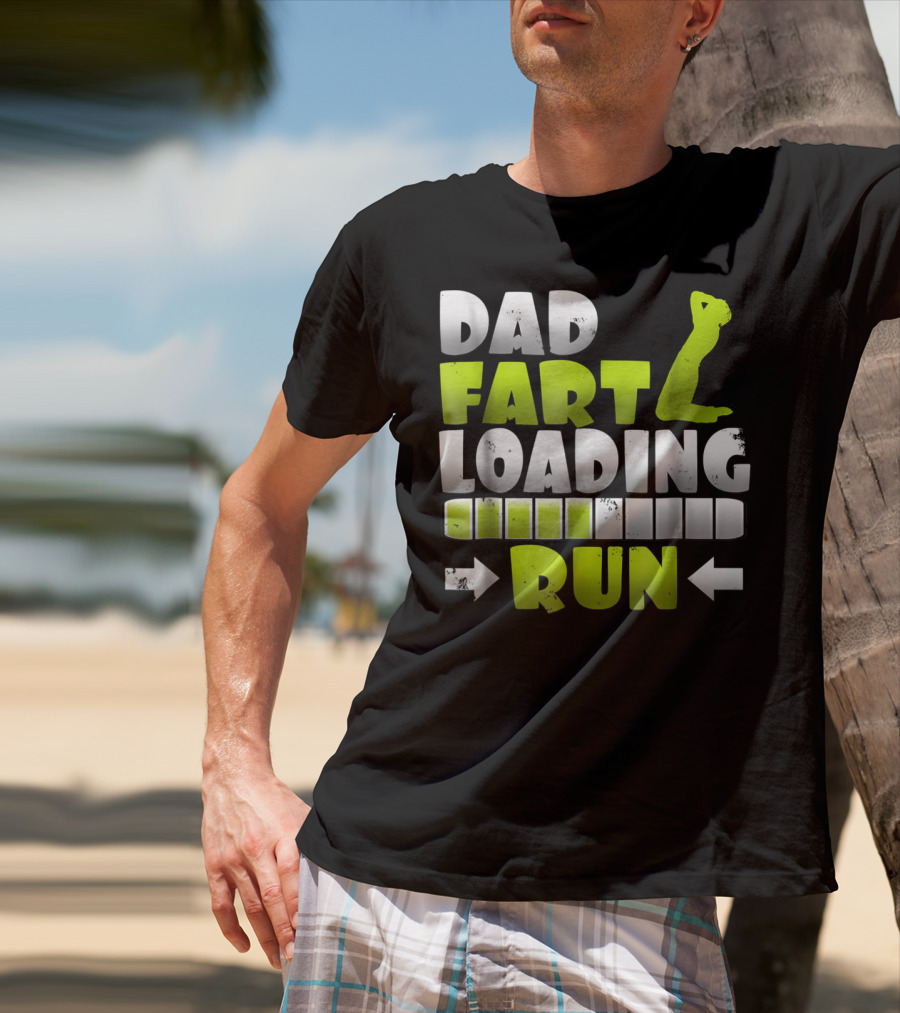 Dad Fart Loading Run Progress Bar Silhouette Arrows T-Shirt