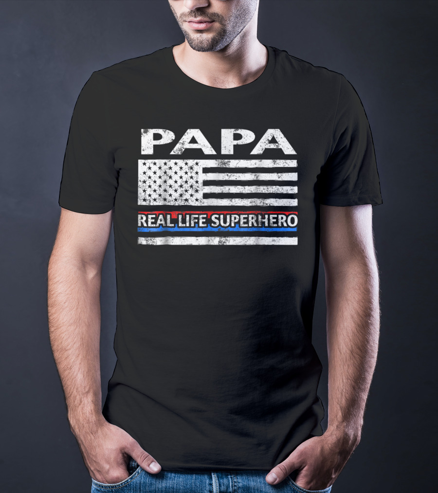 PAPA Real Life Superhero American Flag T-Shirt