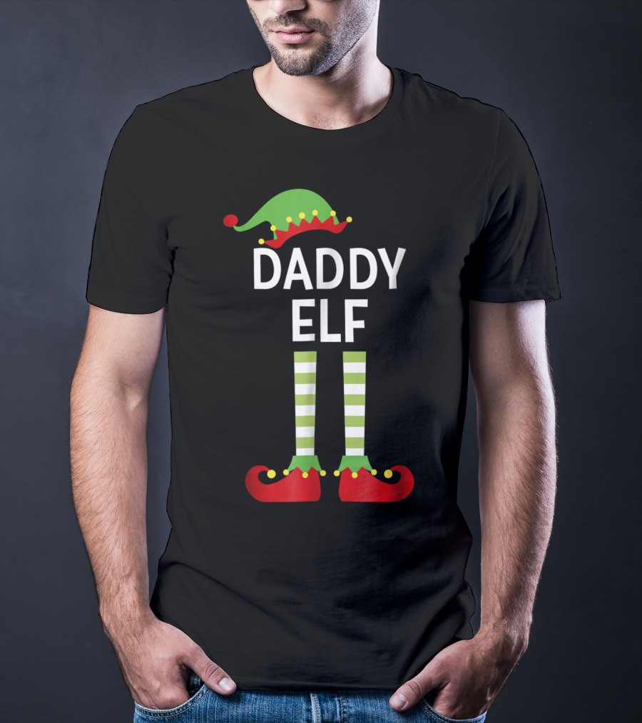 Daddy Elf Dad Cute Matching Family Christmas Elves Hat And Shoes T-Shirt