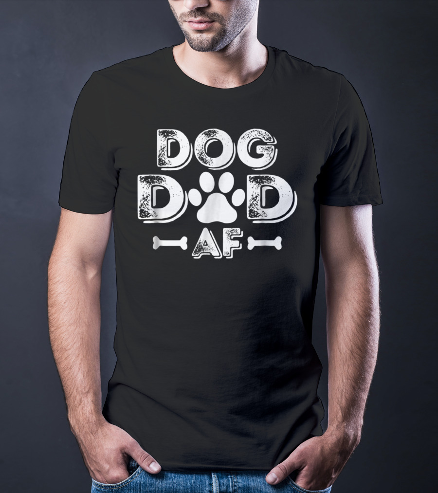 Dog Dad AF Paw Print Bone Graphic Dog Lover Dog Daddy T-Shirt
