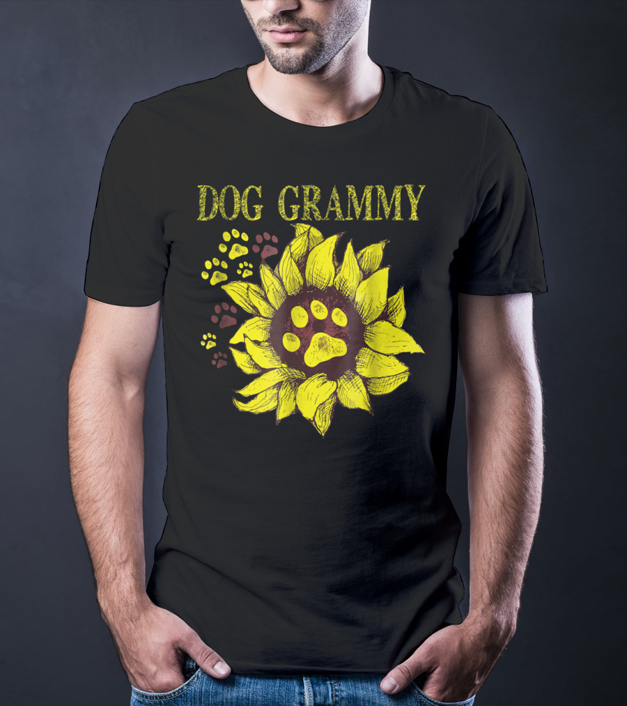 Dog Grammy Sunflower Paw Prints T-Shirt
