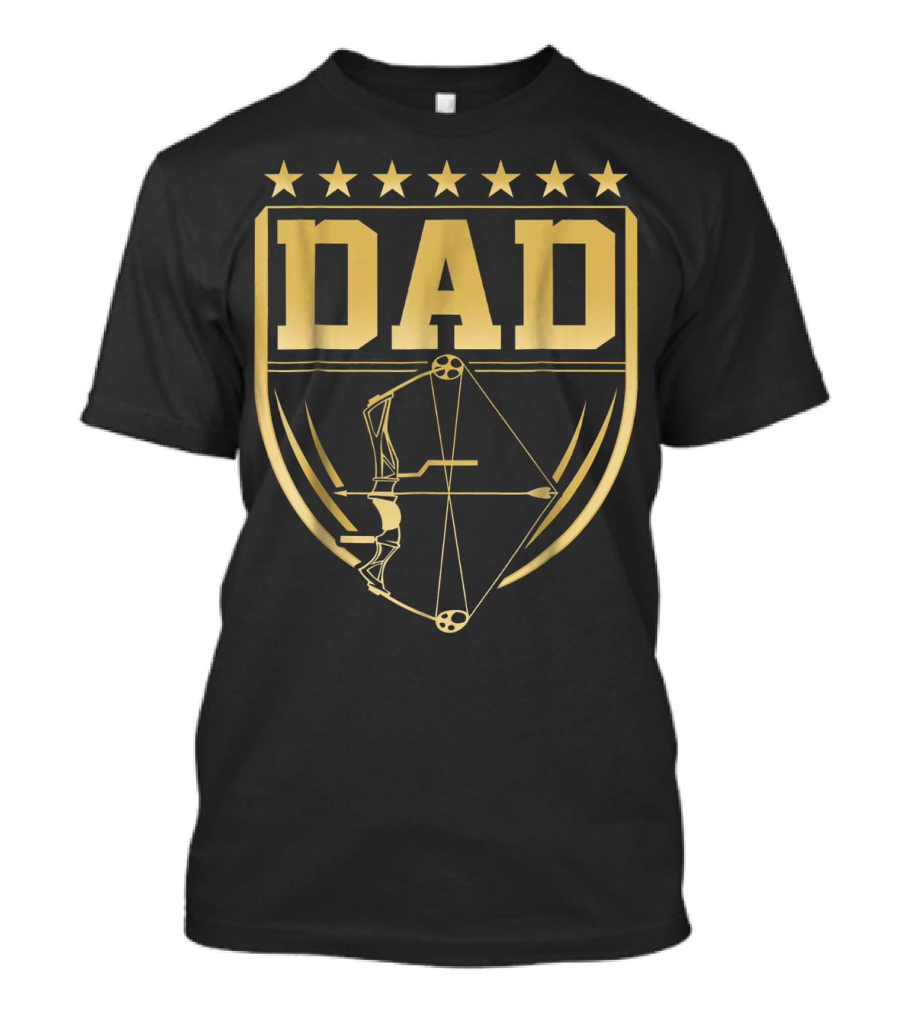 Archery Dad Shield Bow Stars Golden Medal T-Shirt