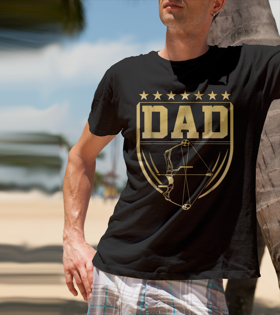 Archery Dad Shield Bow Stars Golden Medal T-Shirt