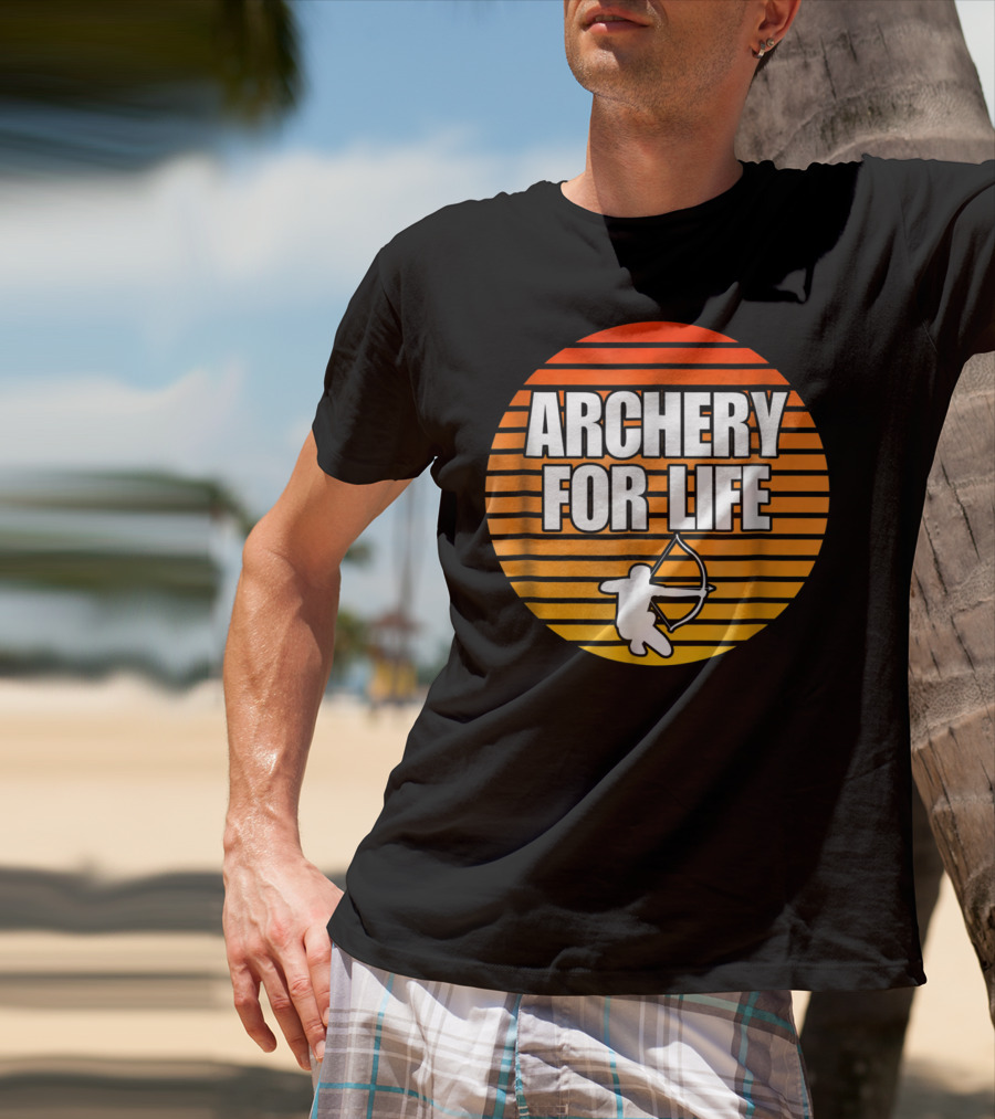 Archery For Life Sunset Silhouette Bow And Arrow T-Shirt