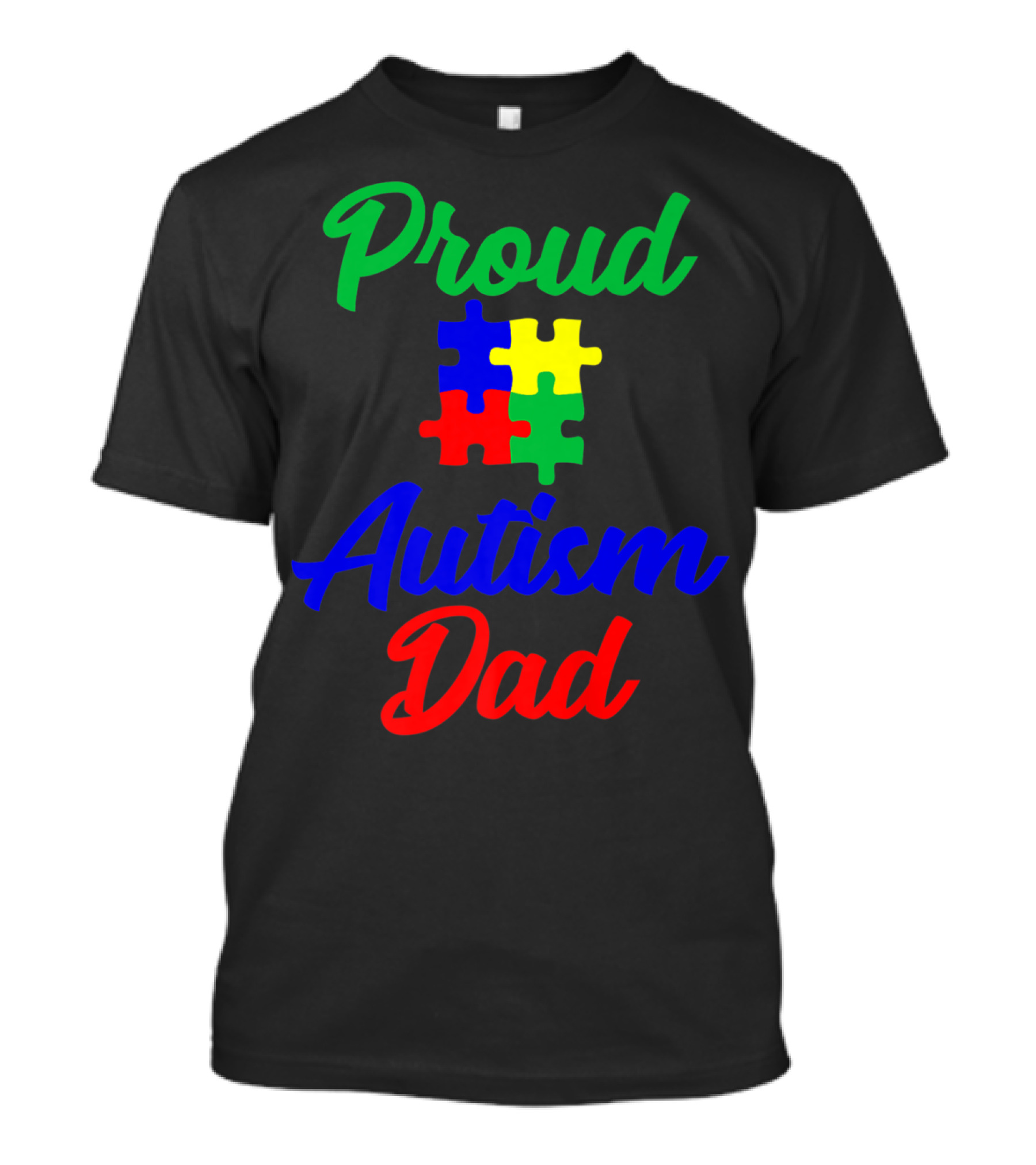 Proud Autism Dad Puzzle Piece Support T-Shirt