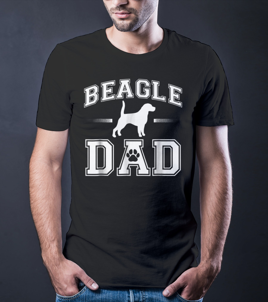 Beagle Dad Paw Print Cool Dog Dad T-Shirt